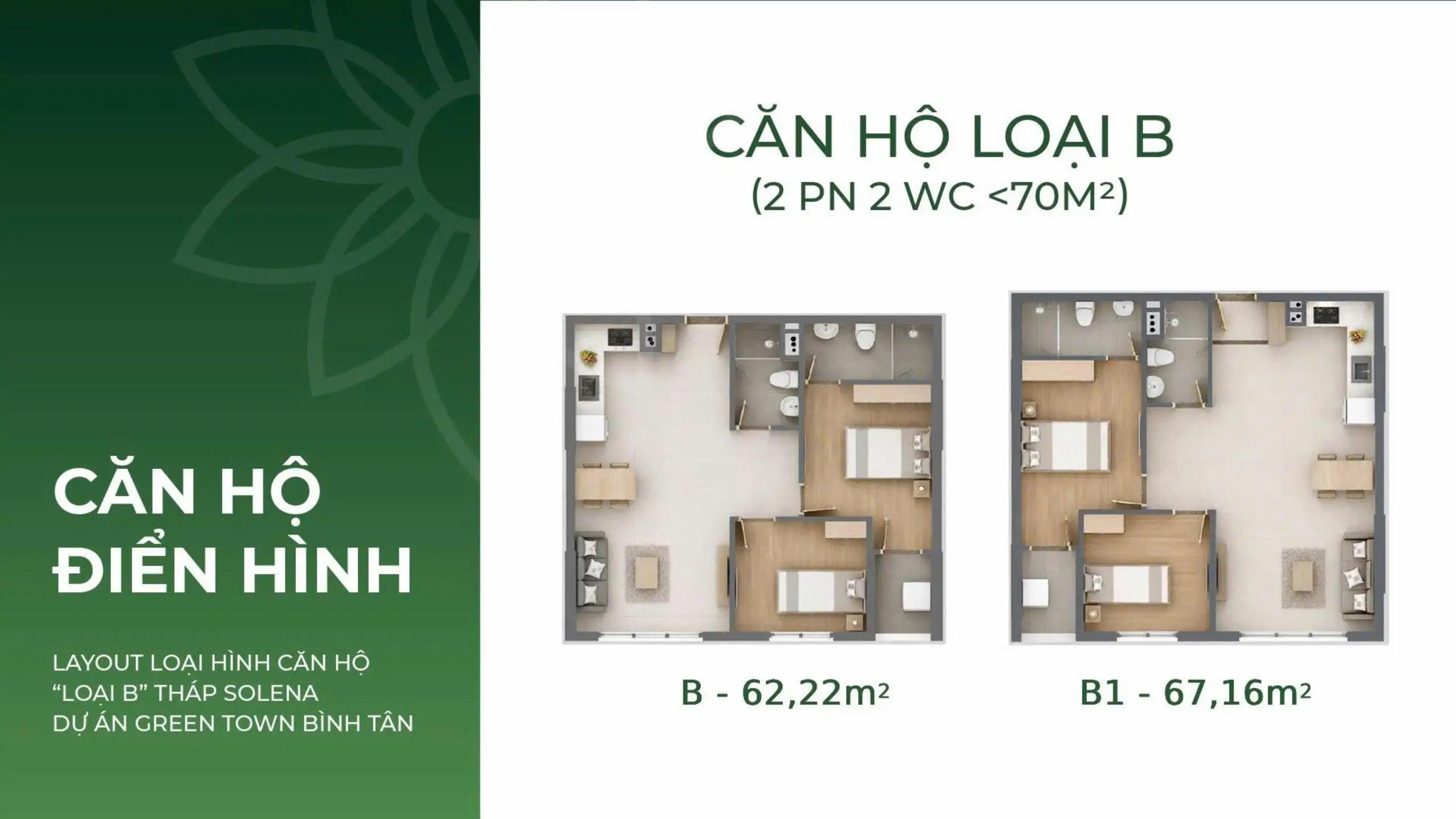 Căn hộ loại B tháp Solena dự án Green Town Bình Tân