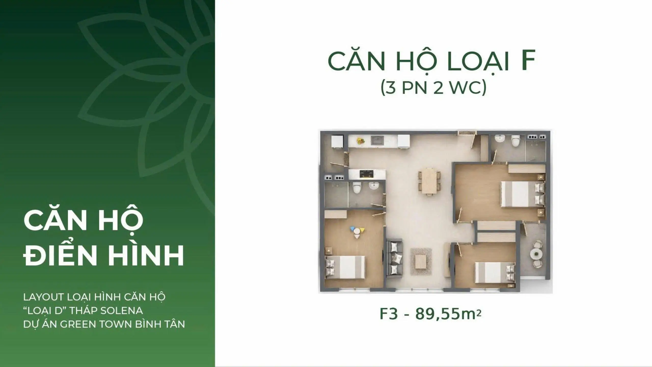 Căn hộ loại F tháp Solena dự án Green Town Bình Tân