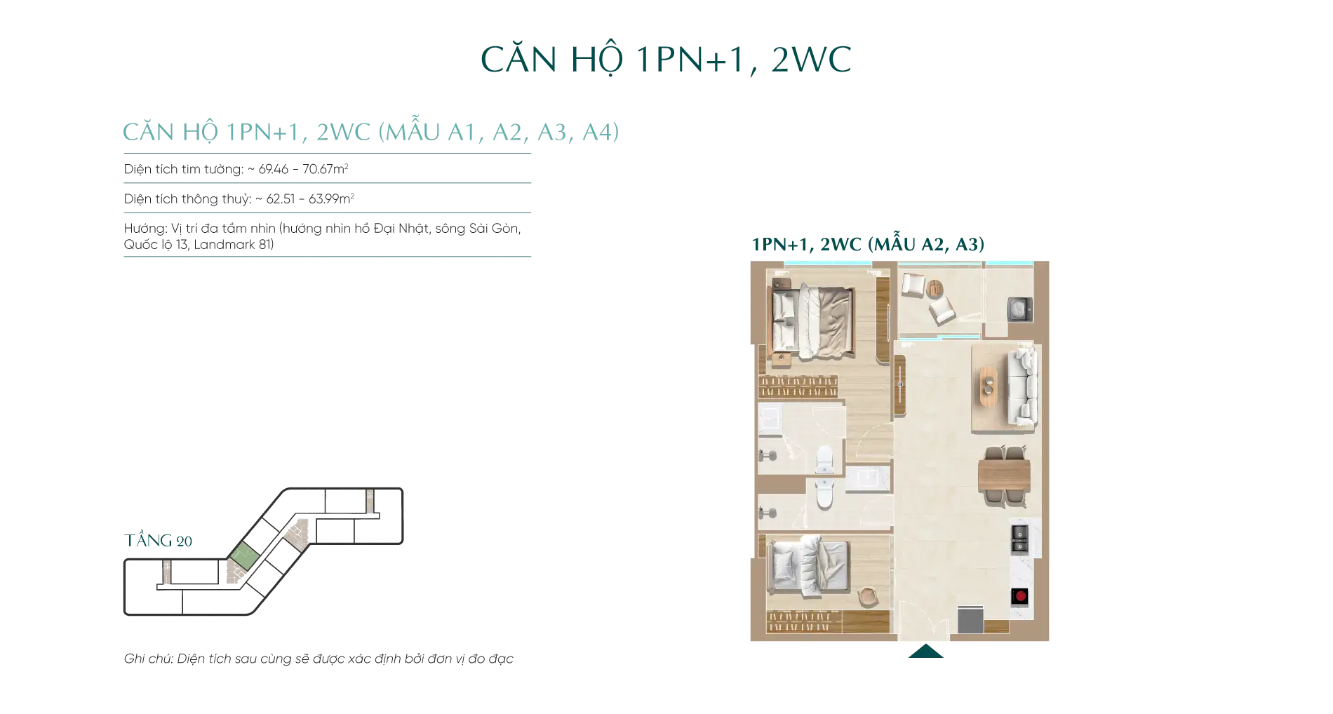 Mặt bằng căn hộ tầng 20 Diamond Sky