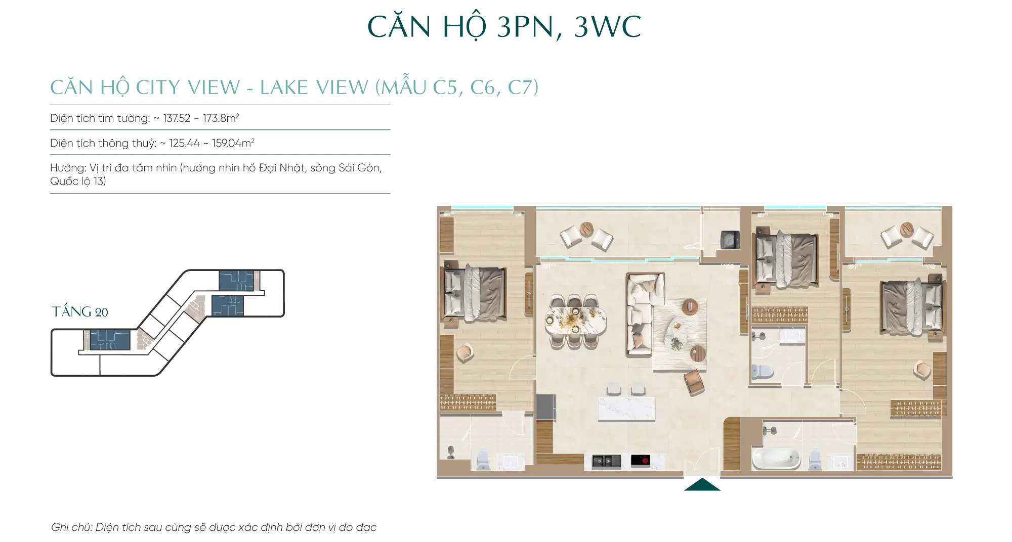 Mặt bằng căn hộ tầng 20 Diamond Sky