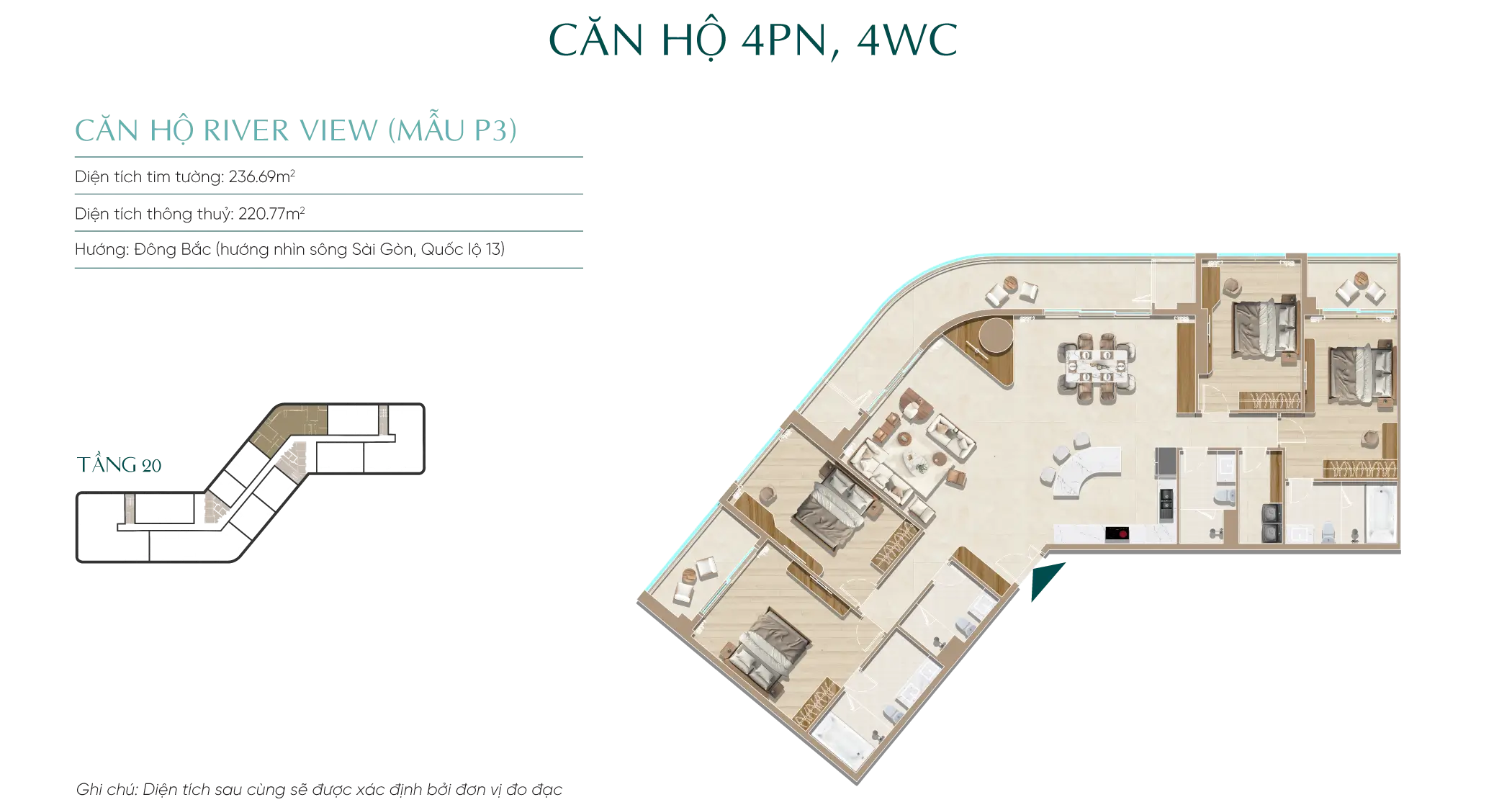 Mặt bằng căn hộ tầng 20 Diamond Sky