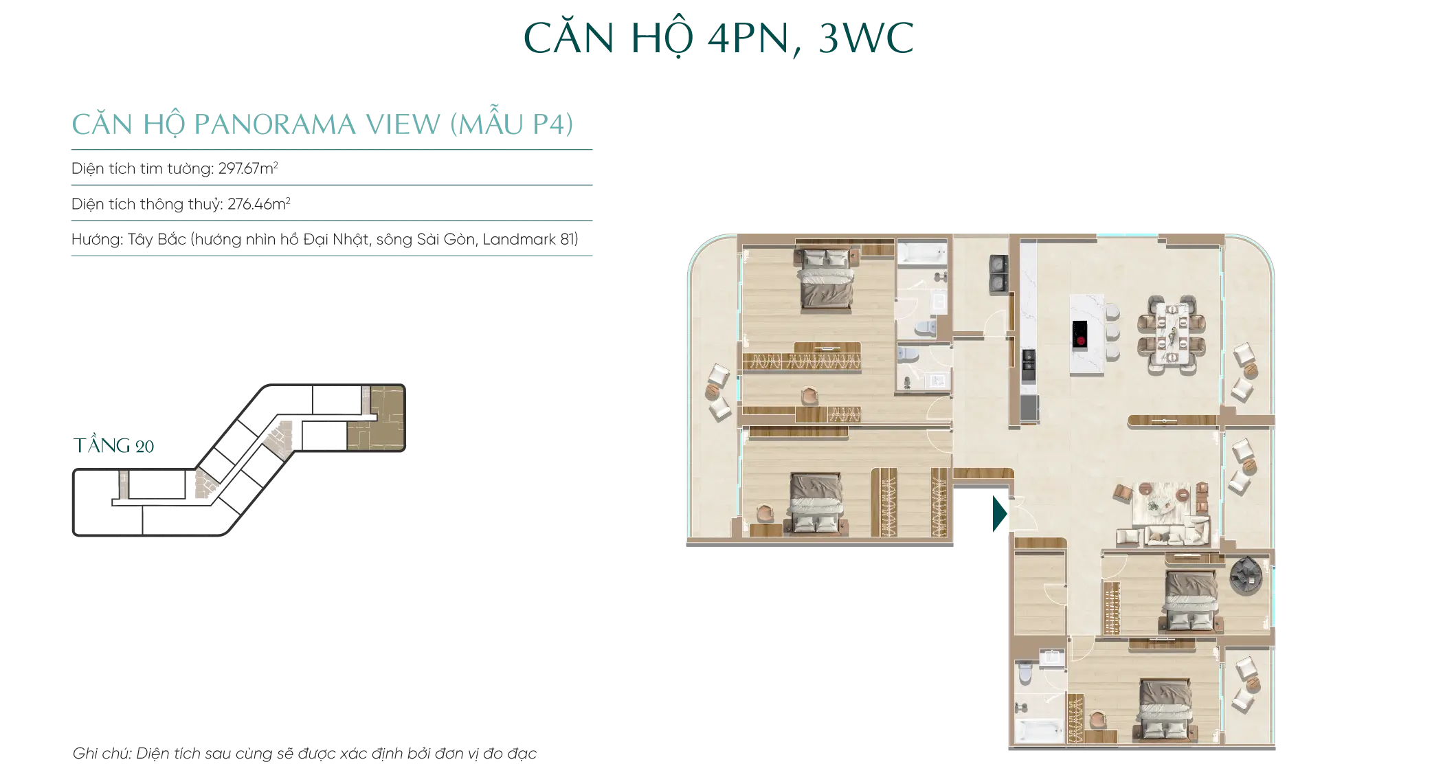 Mặt bằng căn hộ tầng 20 Diamond Sky