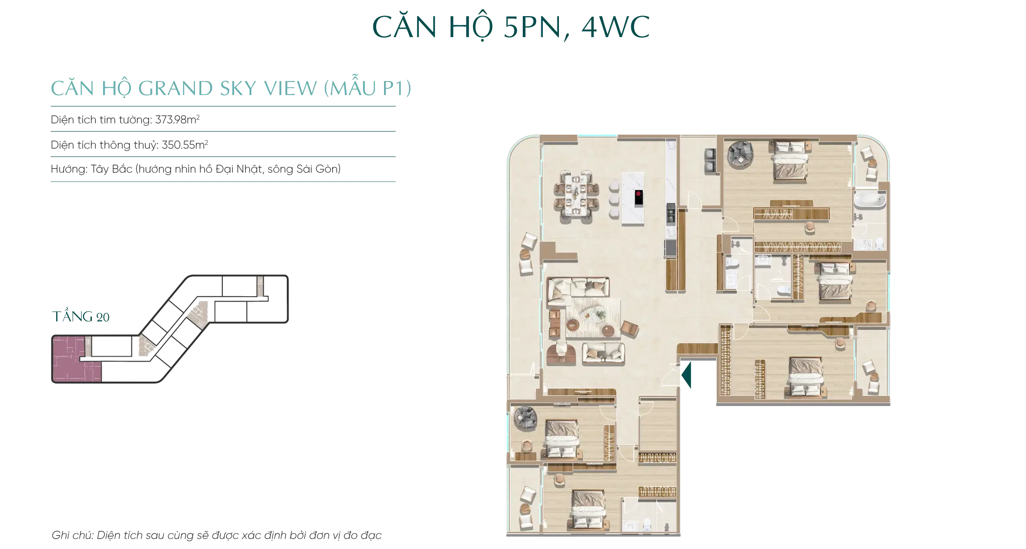 Mặt bằng căn hộ tầng 20 Diamond Sky