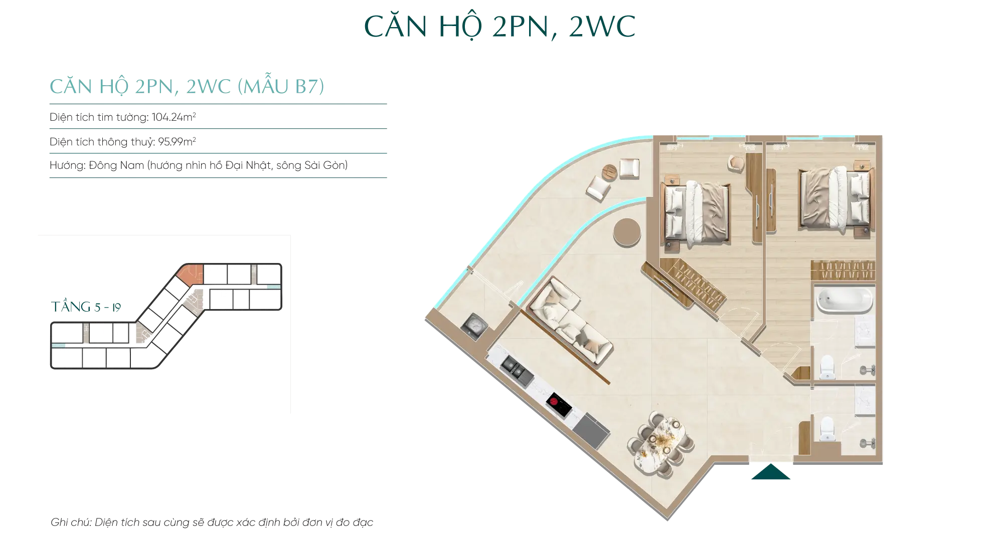 Mặt bằng căn hộ tầng 5-19 Diamond Sky