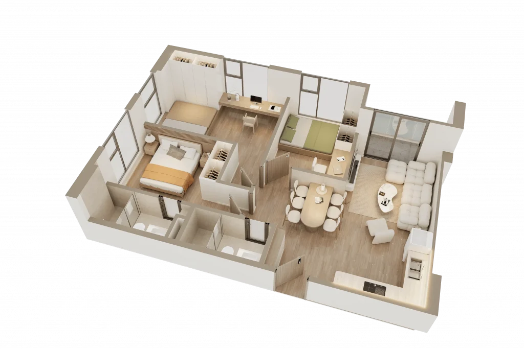 Nhà ở thương mại 3 phòng ngủ The Ori Space