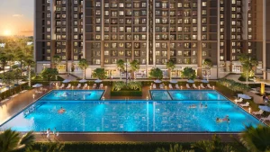 Imperia Green Paradise 7 Tiện ích nội khu dự án Imperia Crystal với hồ bơi vô cực, khu vui chơi trẻ em và hệ thống shophouse sầm uất.