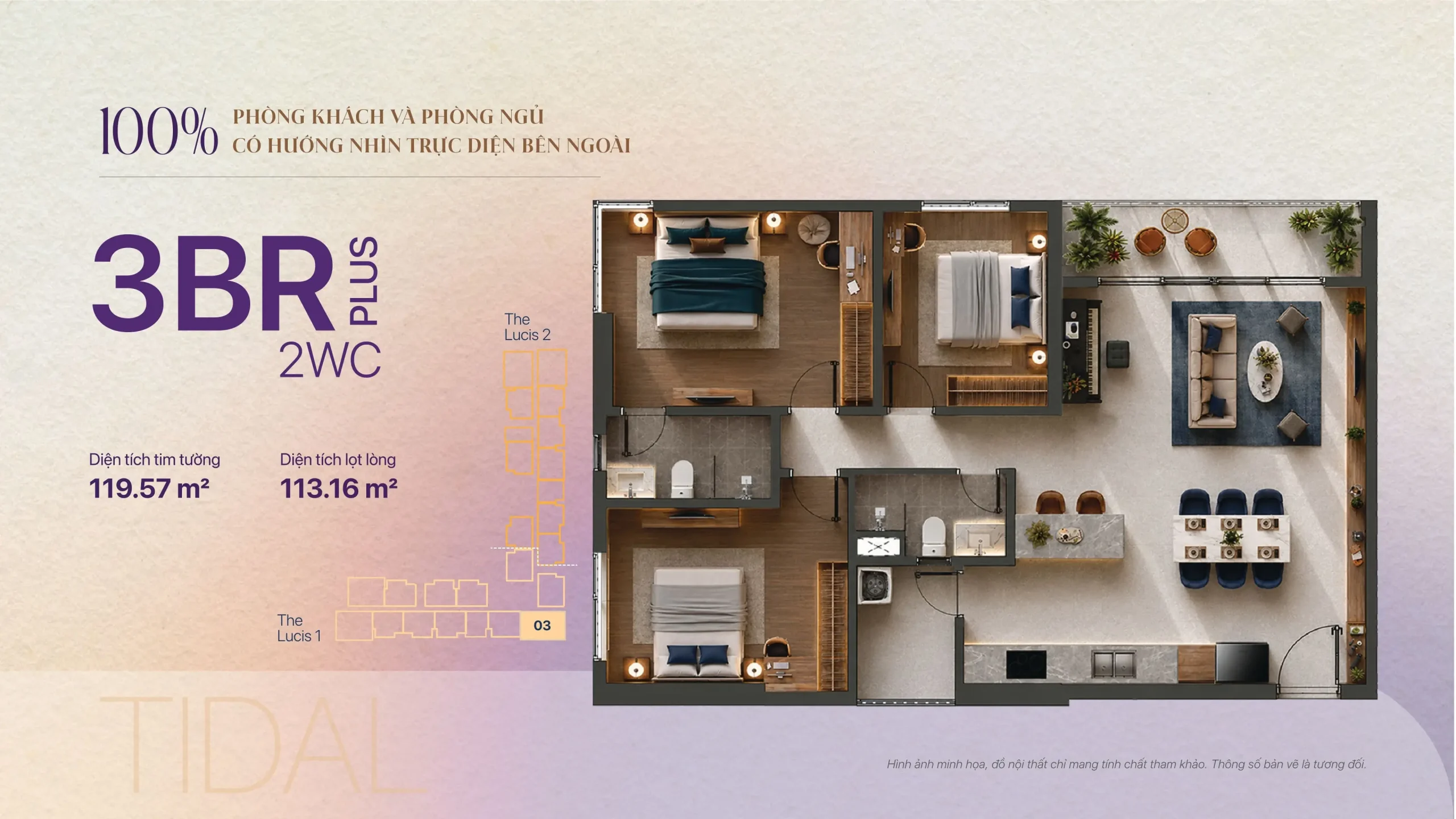 Layout thiết kế Căn hộ 3PN+ 2WC TT Genesis Nhà Bè