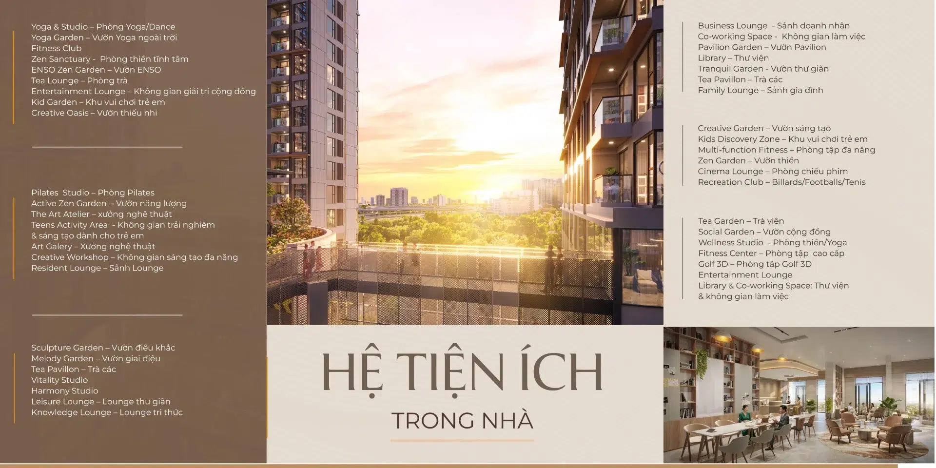 Imperia Green Paradise 10 Danh sách hệ tiện ích trong nhà dự án Imperia Sky Park bao gồm phòng tập Golf 3D, Yoga Studio, khu vui chơi trẻ em, thư viện và sảnh doanh nhân sang trọng.
