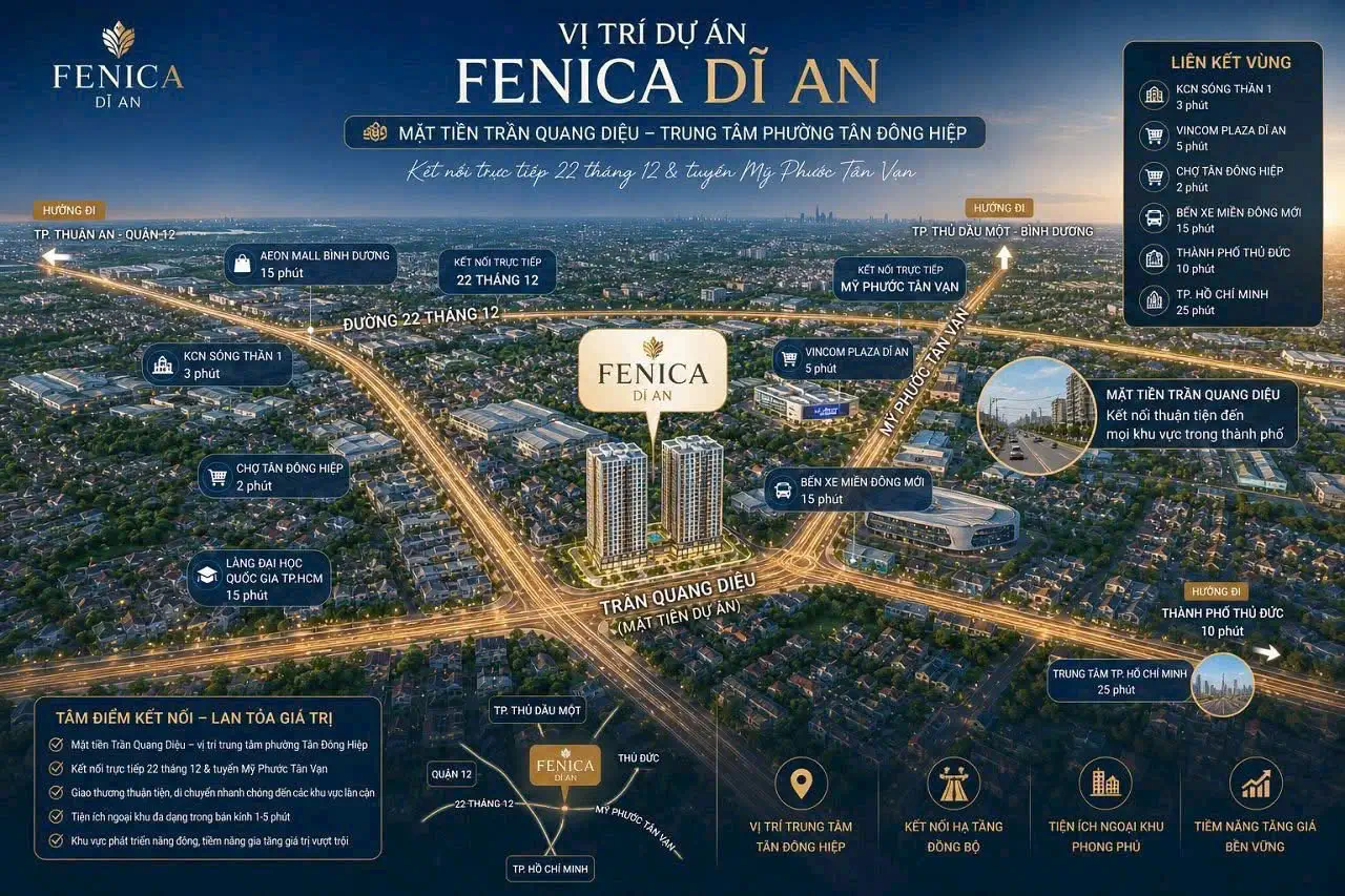 Fenica Dĩ An 10 Vị trí kết nối trọng vẹn dự an Fenica