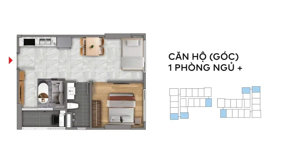 Fenica Dĩ An 14 Layout căn hộ 1PN Fenica