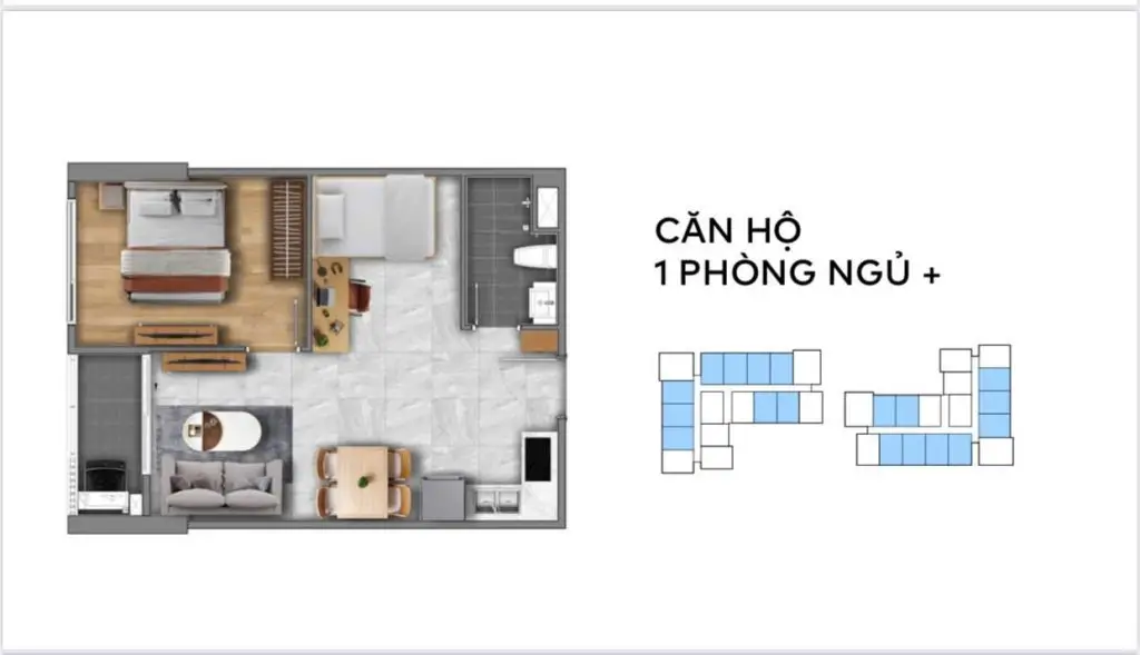 Fenica Dĩ An 15 Layout căn hộ 1PN Fenica