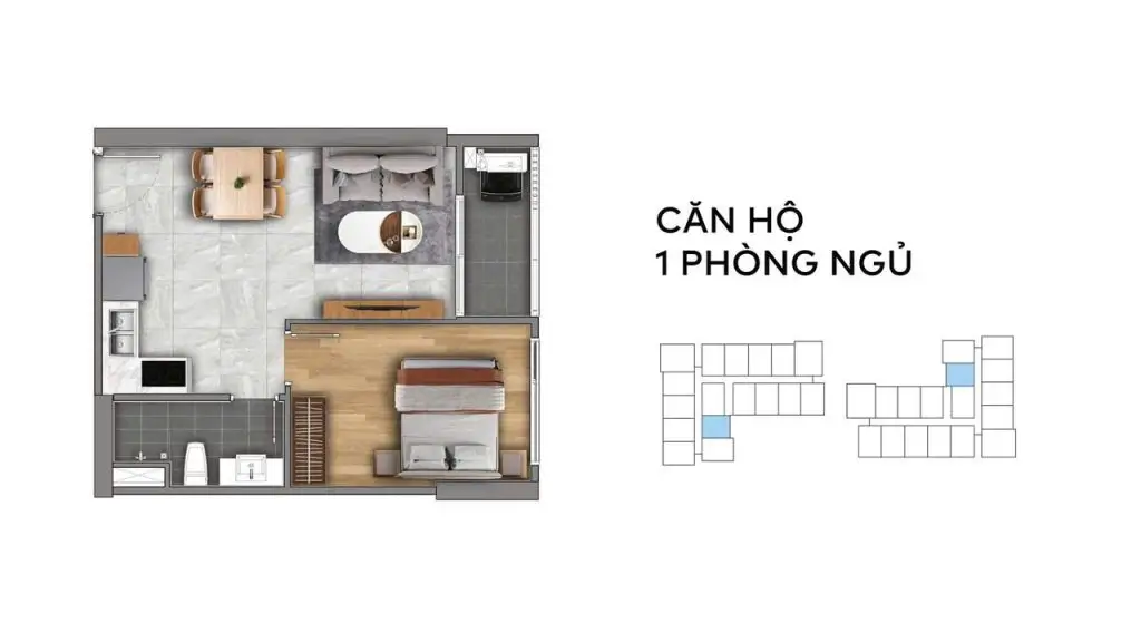 Fenica Dĩ An 13 Layout căn hộ 1PN Fenica