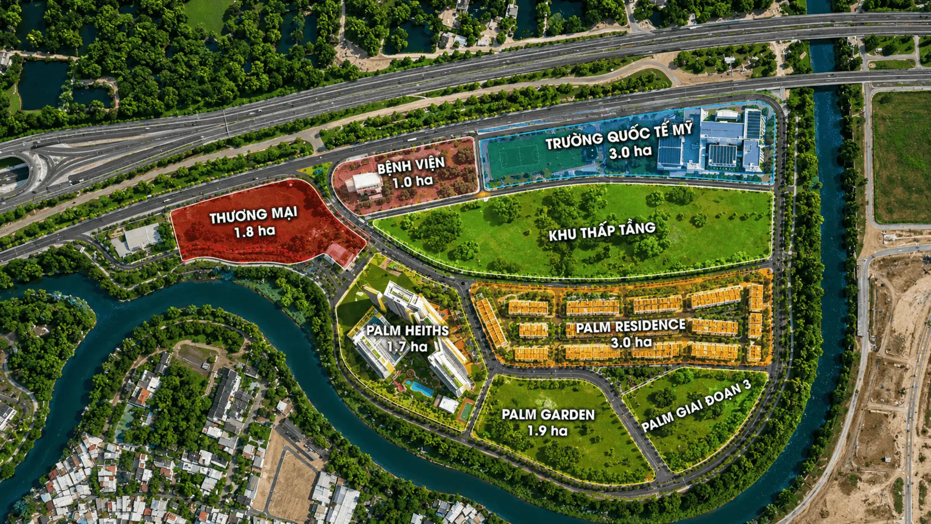 Quy hoạch các phân khu dự án Palm CIty