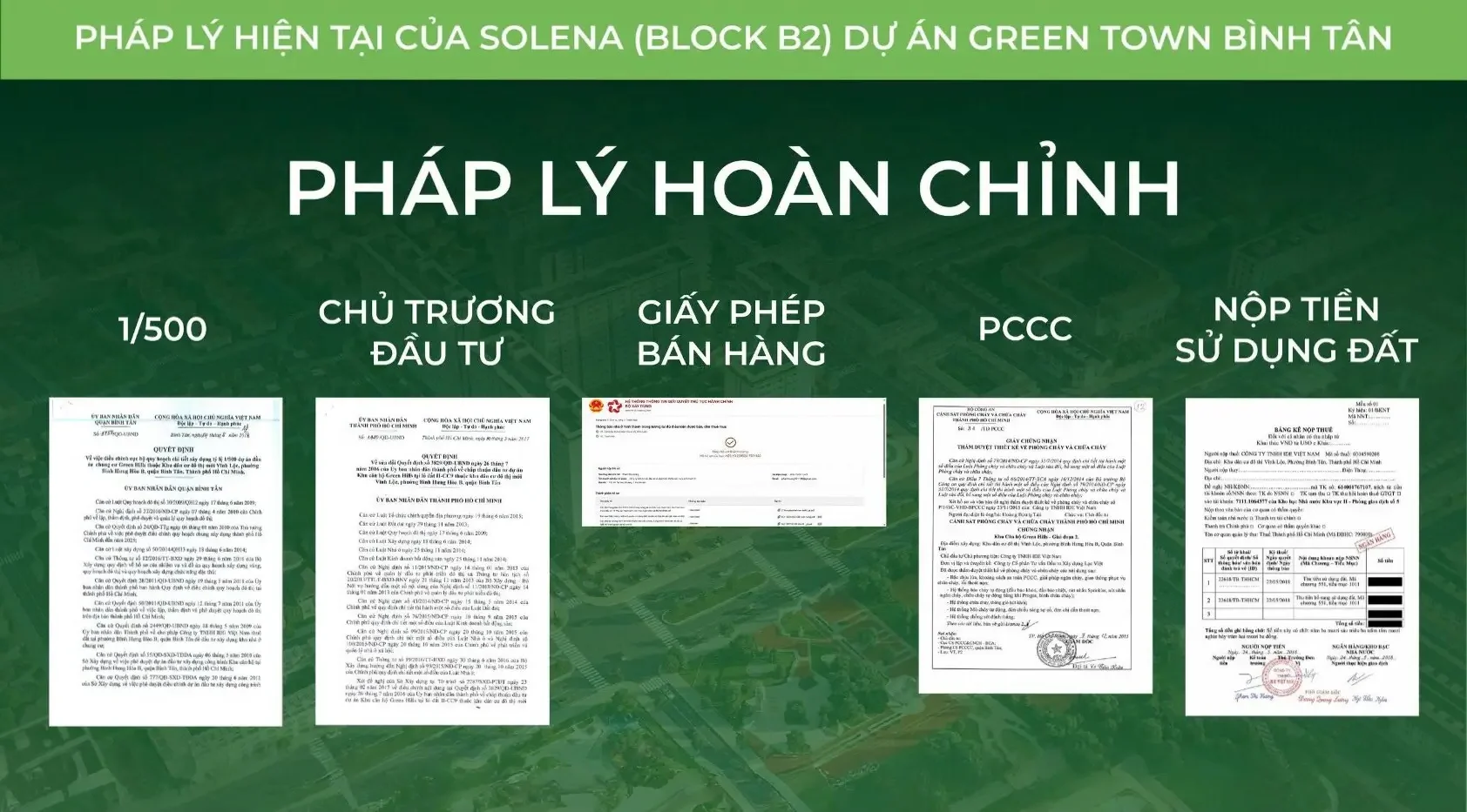 Pháp Lý hoàn chỉnh phân khu Solena Green Town Bình Tân